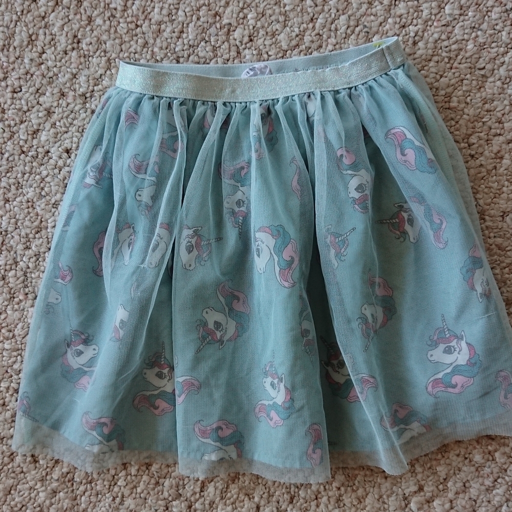 H & M Dusky green Unicorns Tulle skirt size 4-6 - Picture 2 of 8